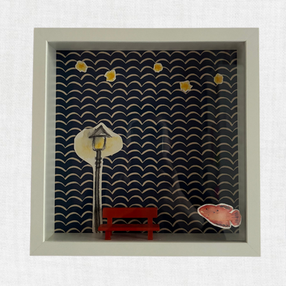 Quadretto Zen Giapponese 3D Bambini - Shadow Box Onde Mare - PLAFF Arte Meditativa - Regalo Nascita Originale