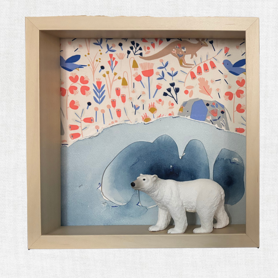 Quadretto Orso Polare Artico 3D  - PLAFF Arte Nordica - Regalo Battesimo Unisex